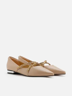 [SALE]Odette Embellished Cross Strap Flats