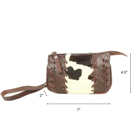 American West Womens Cowtown Pony/Brown Leather Clutch Bag