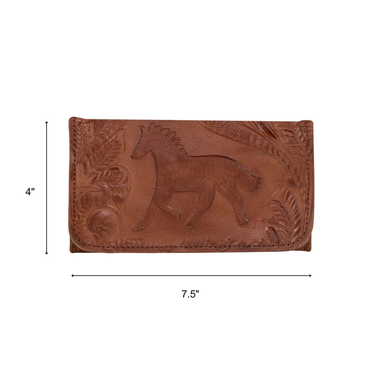 American West Womens Hitchin Post Medium Brown Leather Trifold Wallet