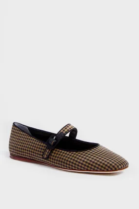 Black and Brown Check Ginger Flats