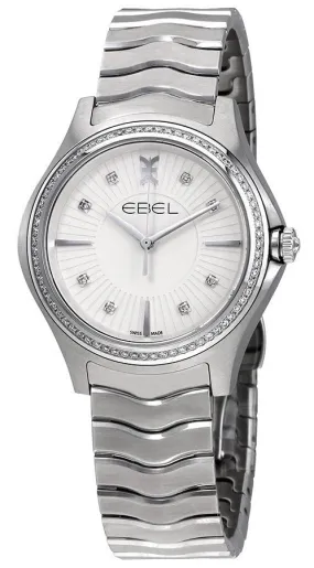 Ebel Wave Stainless Steel Silver Dial Diamonds Quartz Womens Watch 1216308