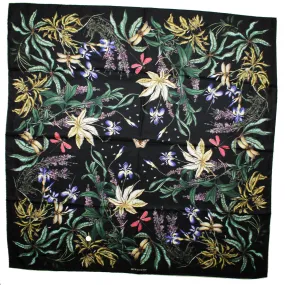 Givenchy Scarf Black Green Botanical Floral Dragonfly - Large Square Twill Silk Foulard SALE