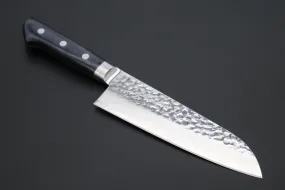 JCK Natures Blue Clouds Series BCDP-2 VG-10 Tsuchime Damascus Santoku 180mm (7 inch, Royal Blue-Purple Pakka Wood Handle)